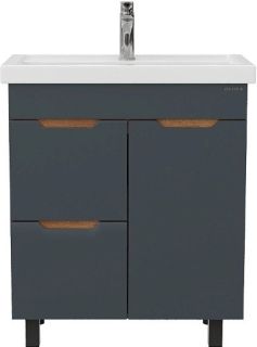 Тумба под раковину напольная Onika Айленд 107069 с корзиной 70 см графит/дуб крафт золотой